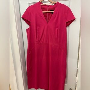 J. Crew capped sleeved sheath dress, bright pink, size 16